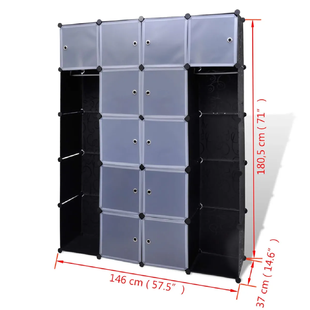VidaXL Modulaire - 14 compartiments - Noir/Blanc