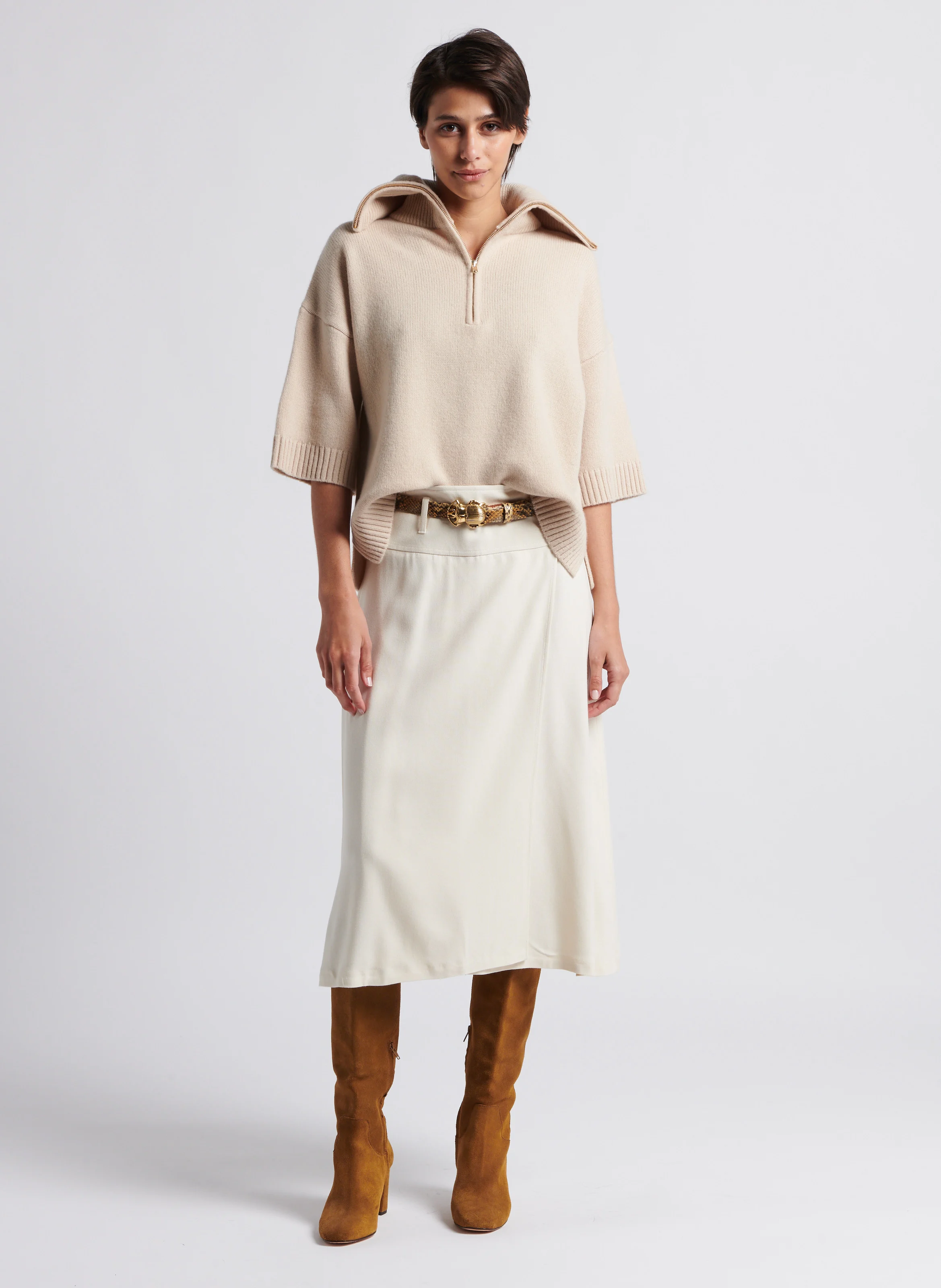 JUYO - Jupe midi évasée | Blanc