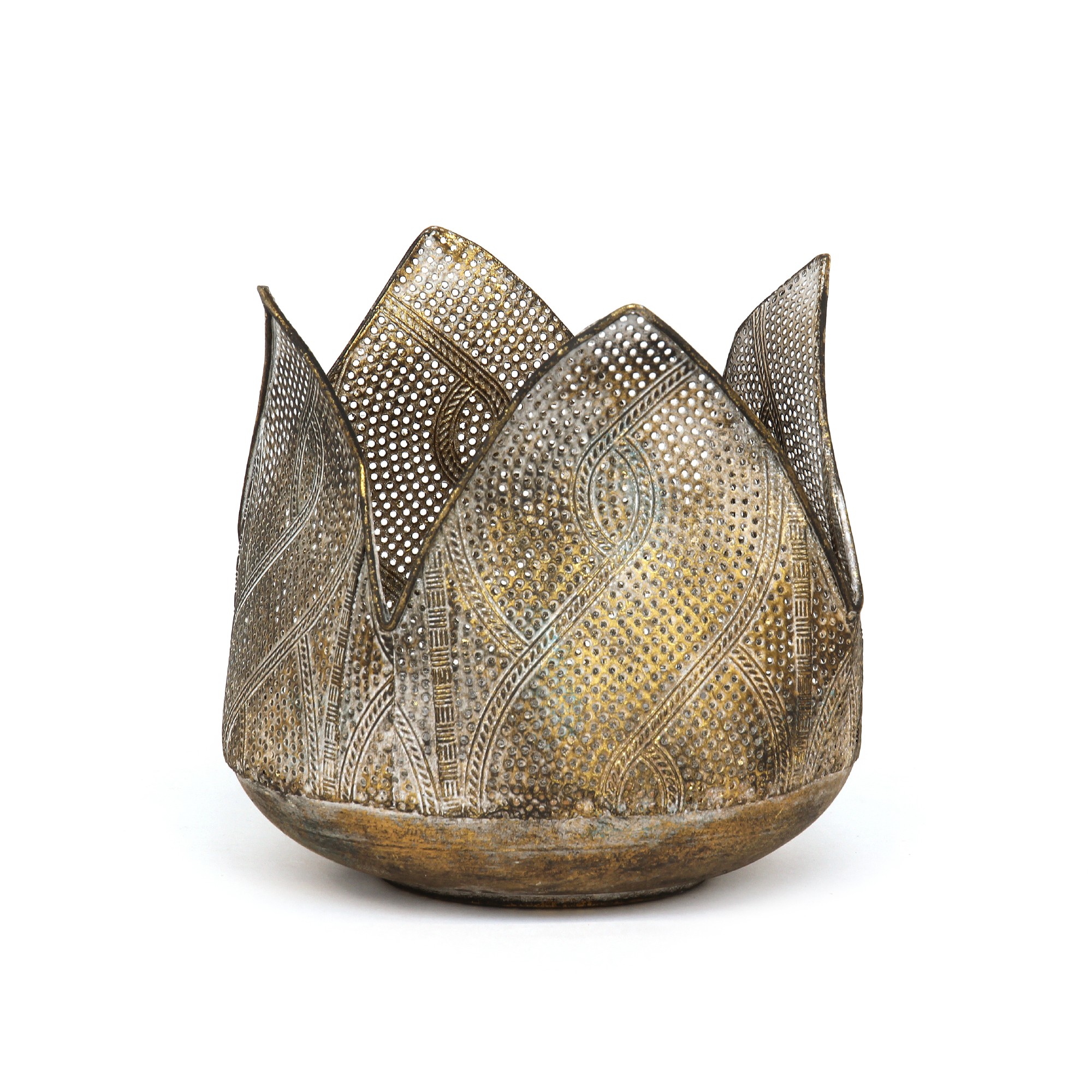 Windlicht 'Yuna', gold, Ø 15,5 cm, H 16,5 cm von fischer's lagerhaus