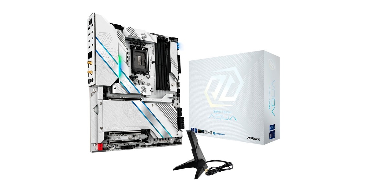 ASRockZ890 Taichi AQUA socket 1851 moederbord  (Zwart, RAID, 10Gb-LAN, 5Gb-LAN, WLAN, BT, Sound, E-ATX)