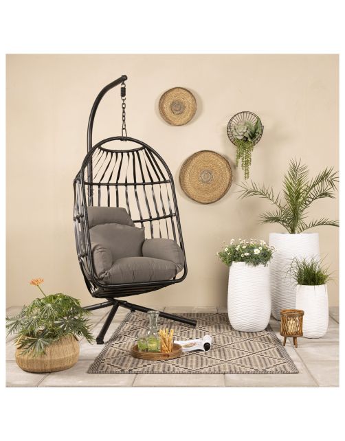 Decoris Hangstoel Nida Inklapbaar - Tuinmeubelen - ø95x198 cm Grijs