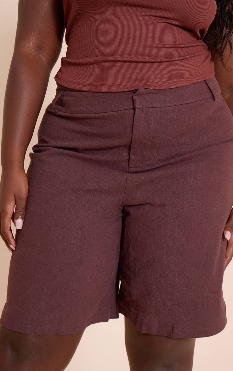 Deep Chocolate Jorts En Lin Premium Taille Haute Assortis Plus