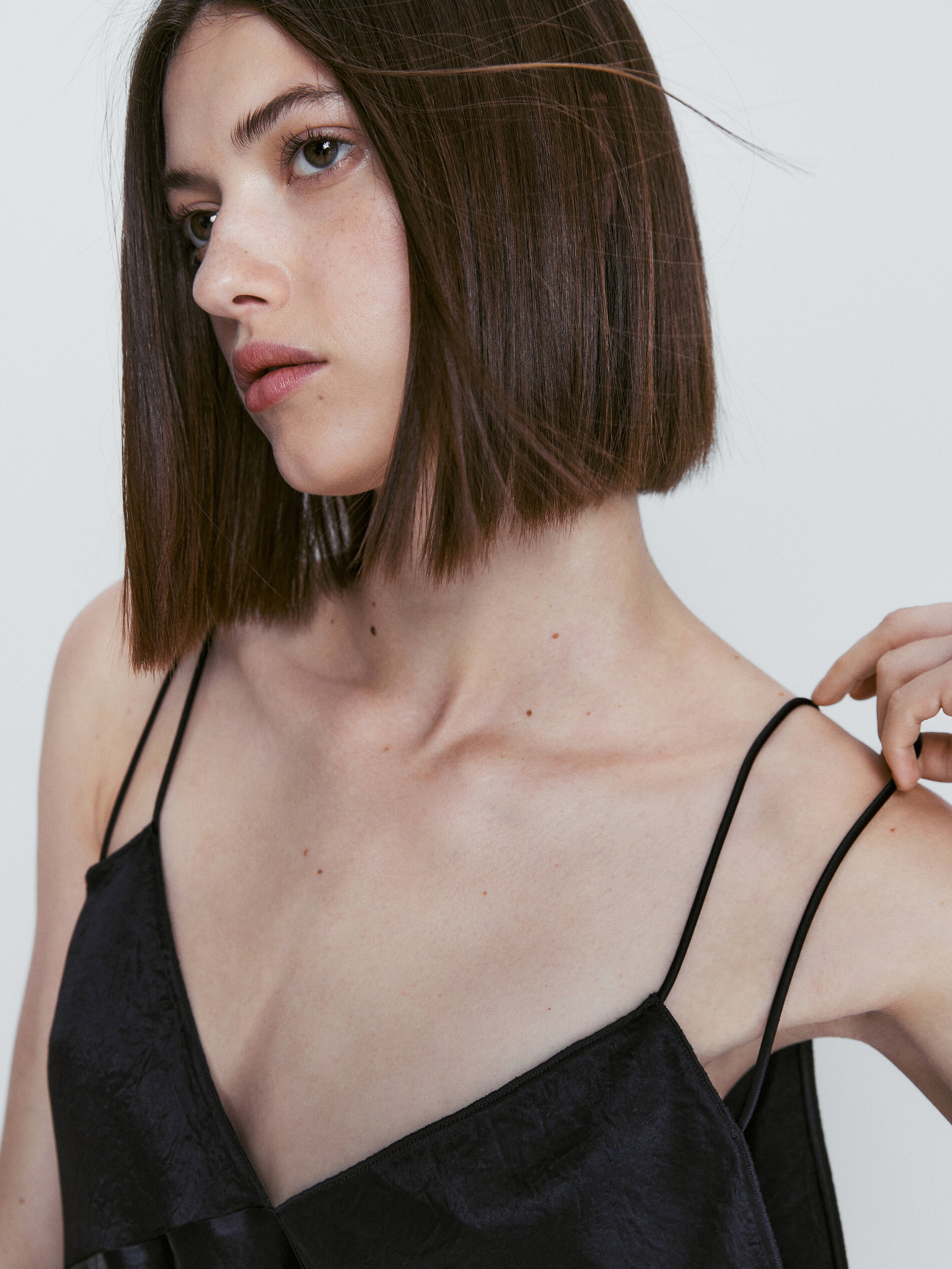 Vestido de cetim estilo camisola - Azul escuro