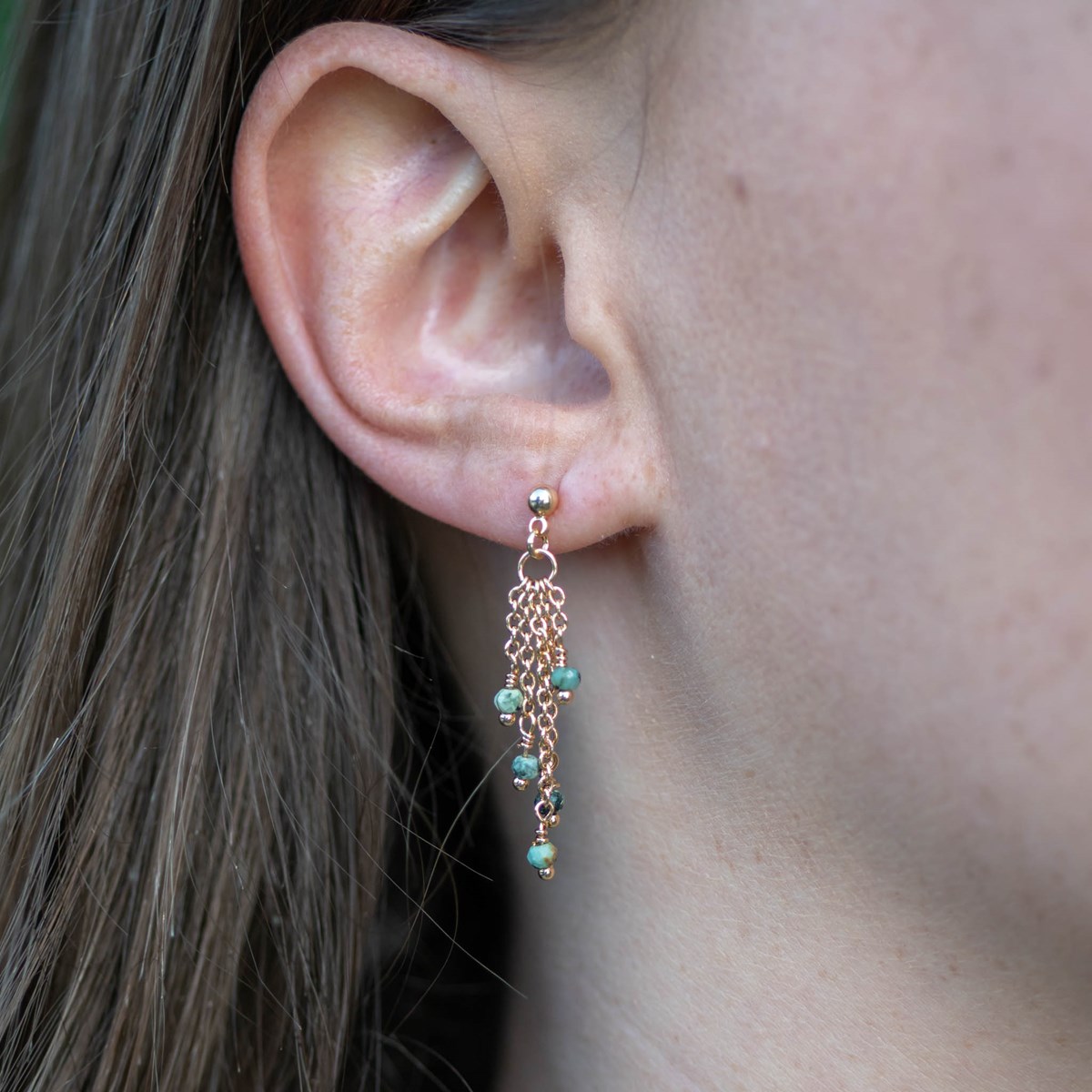 Boucles d'oreilles Bianca en pierres Turquoise Africain