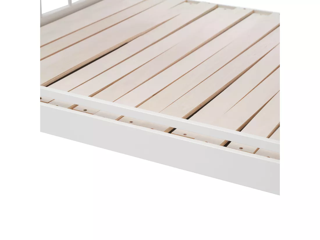 Lit gigogne 140 x 200 cm, lit enfant en bois de pin, sommier inclus - blanc