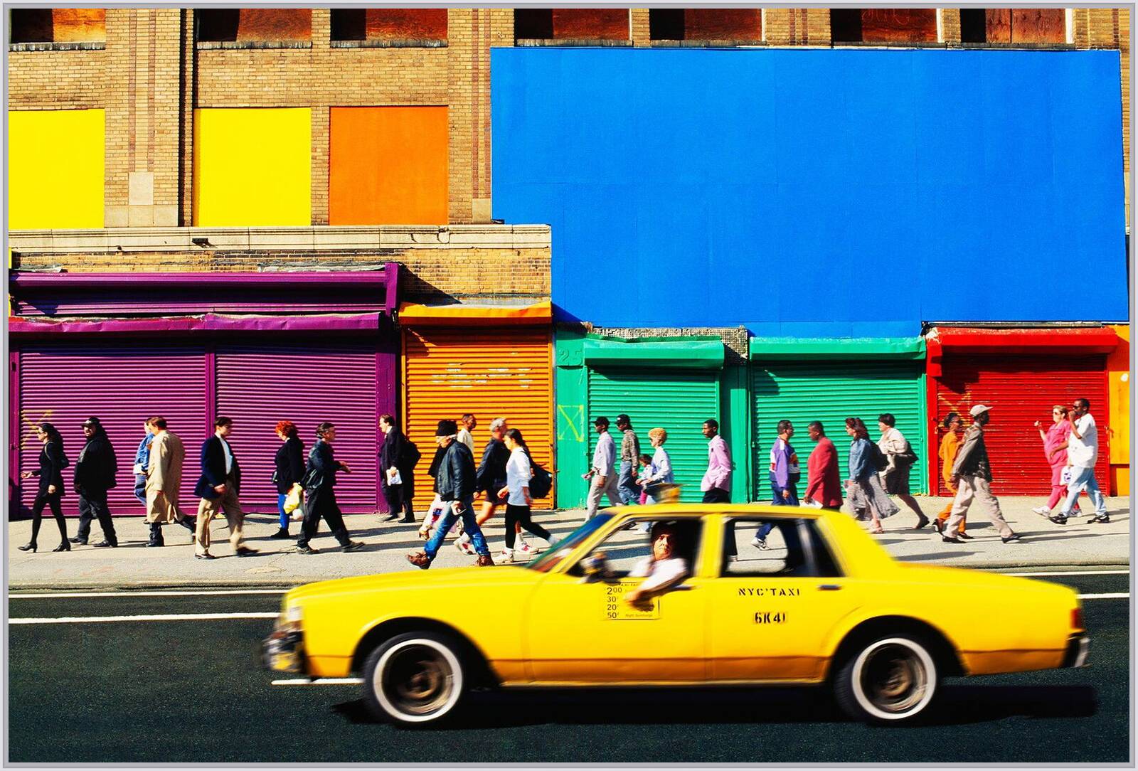 Taxi And Color Doors NYC by Mitchell Funk - Limited Edition. Edition of: 150. Signed.