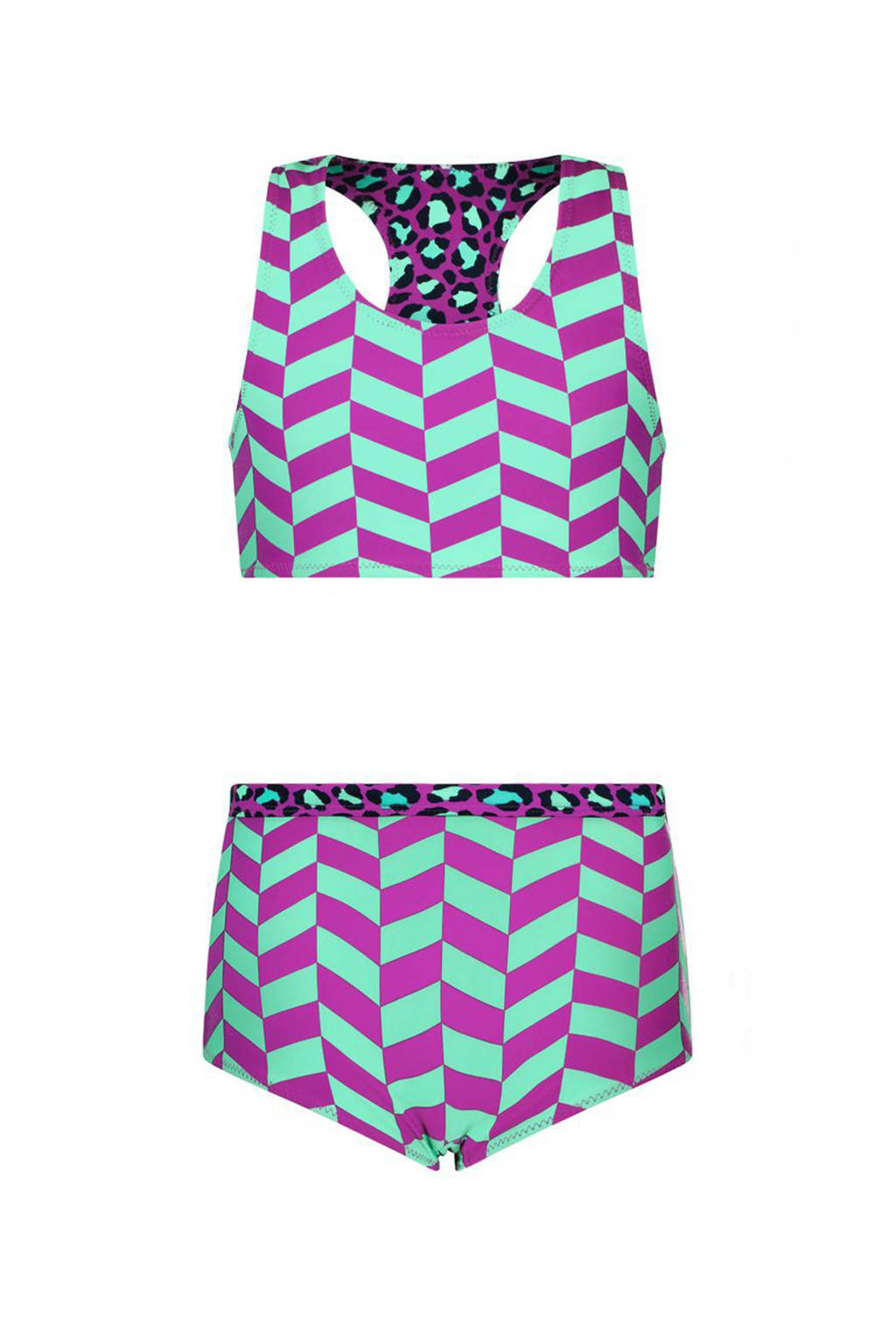reversible crop bikini paars/mintgroen