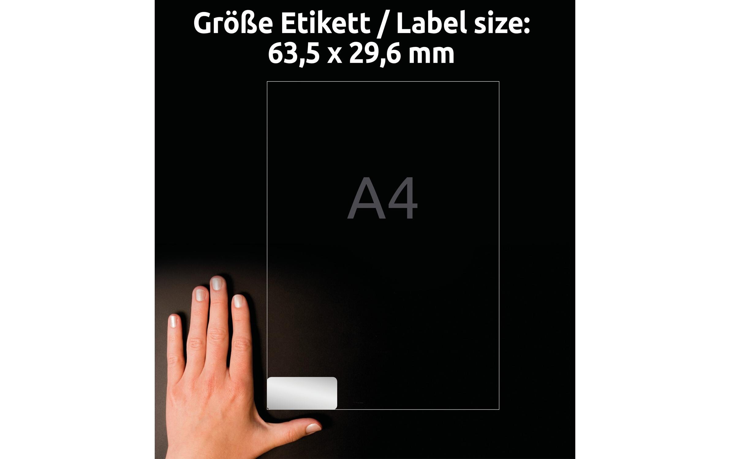 Typenschild-Etiketten L6011-20 63.5 x 29.6 mm20 Bogen mit silberner Folie für Laserdrucker
