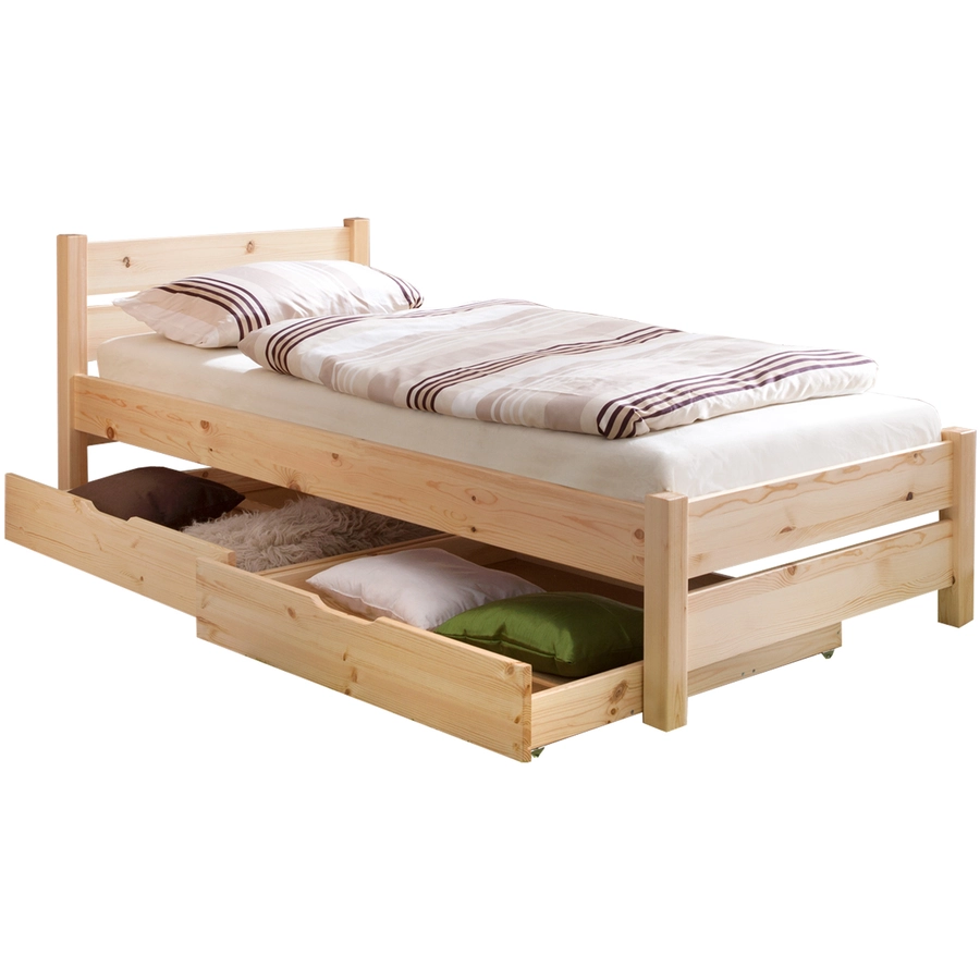 TICAA Massivholz Einzelbett Bora Kiefer Natur Natur