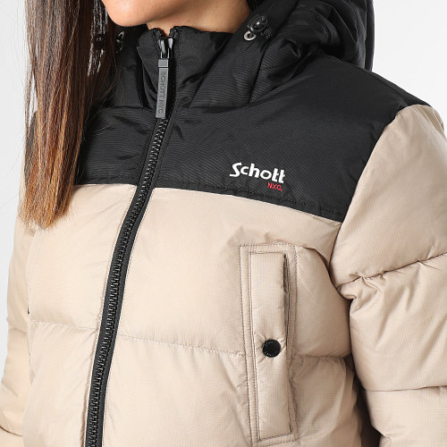 Doudoune Capuche Longue Femme Ohio Beige Noir