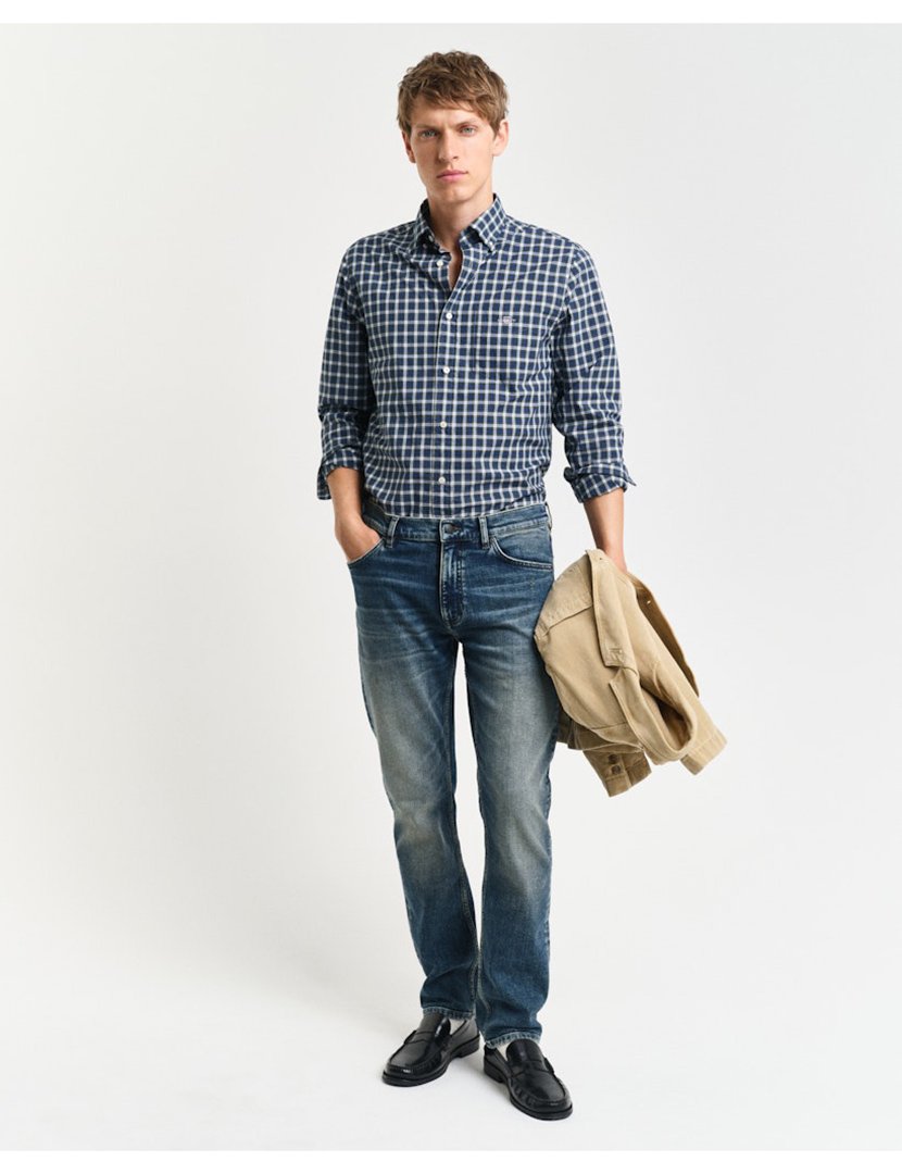 Blue Checked Long Sleeve Shirt