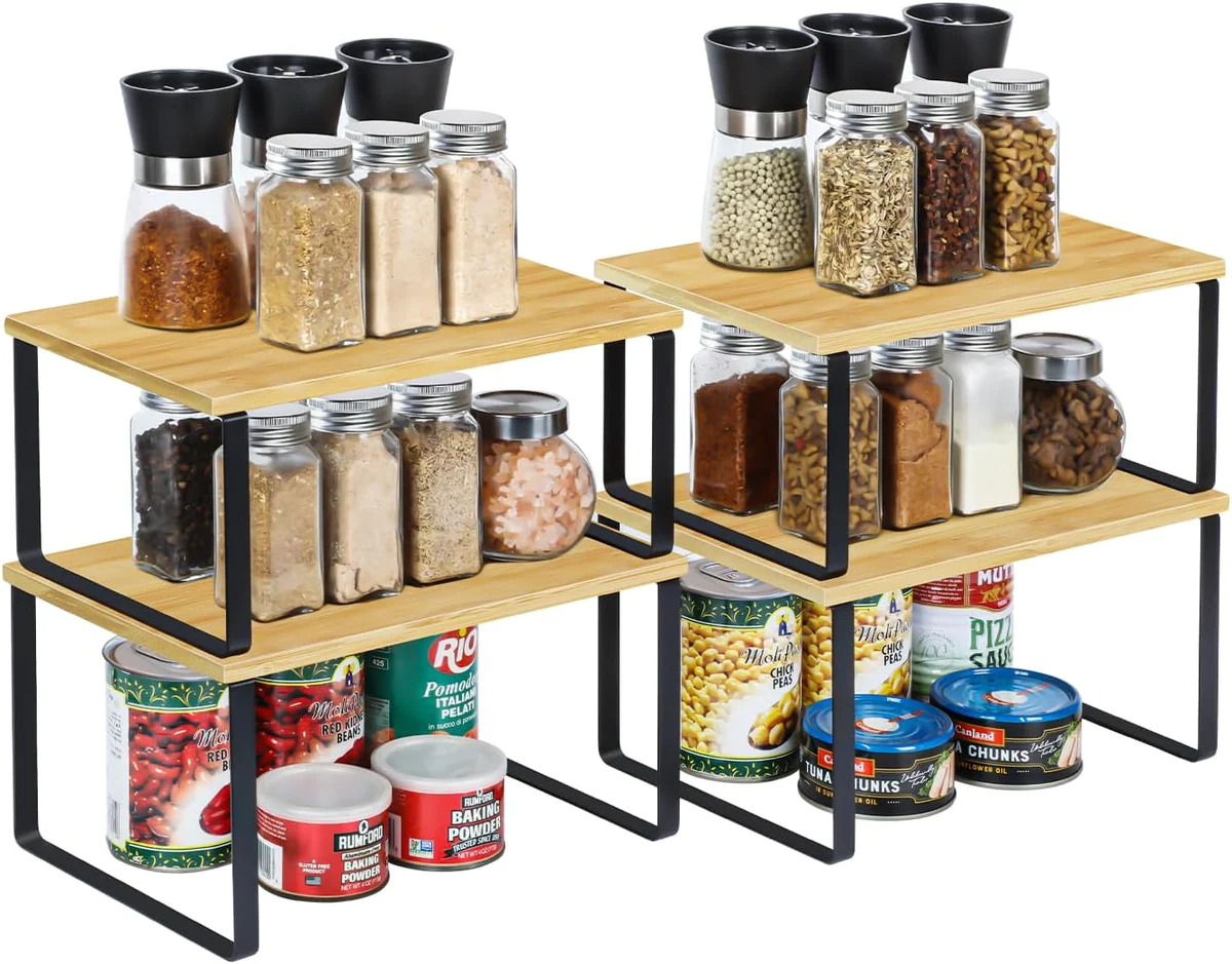 Lot de 4 étagères à épices empilables pour armoires de cuisine Vendos8