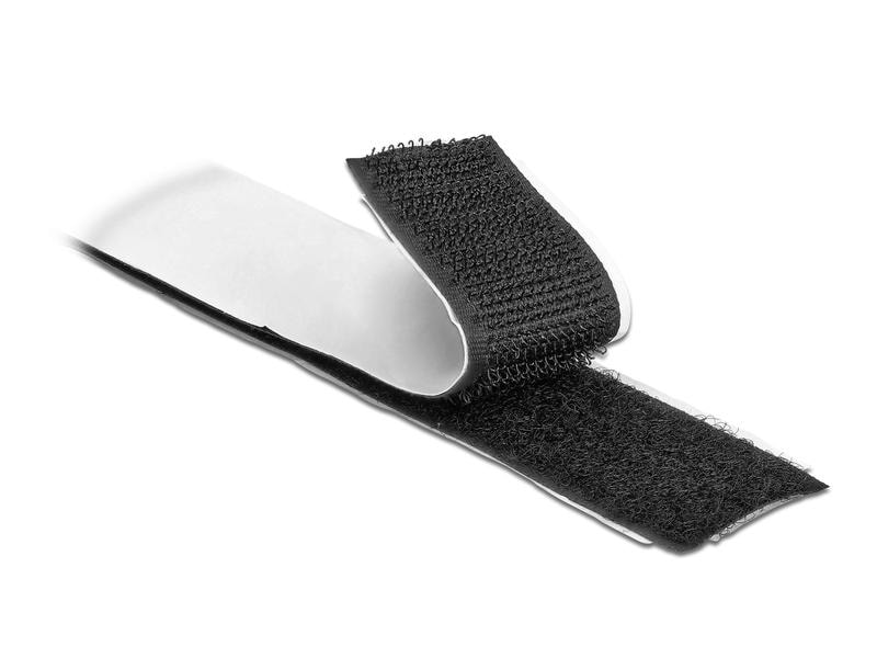 Delock Klettband-Rolle 1 m x 25 mm Haft und Flauschband Sch Klettband selbstklebend mit Haft- und Flauschband L 1 m x B 25 mm Schwarz
