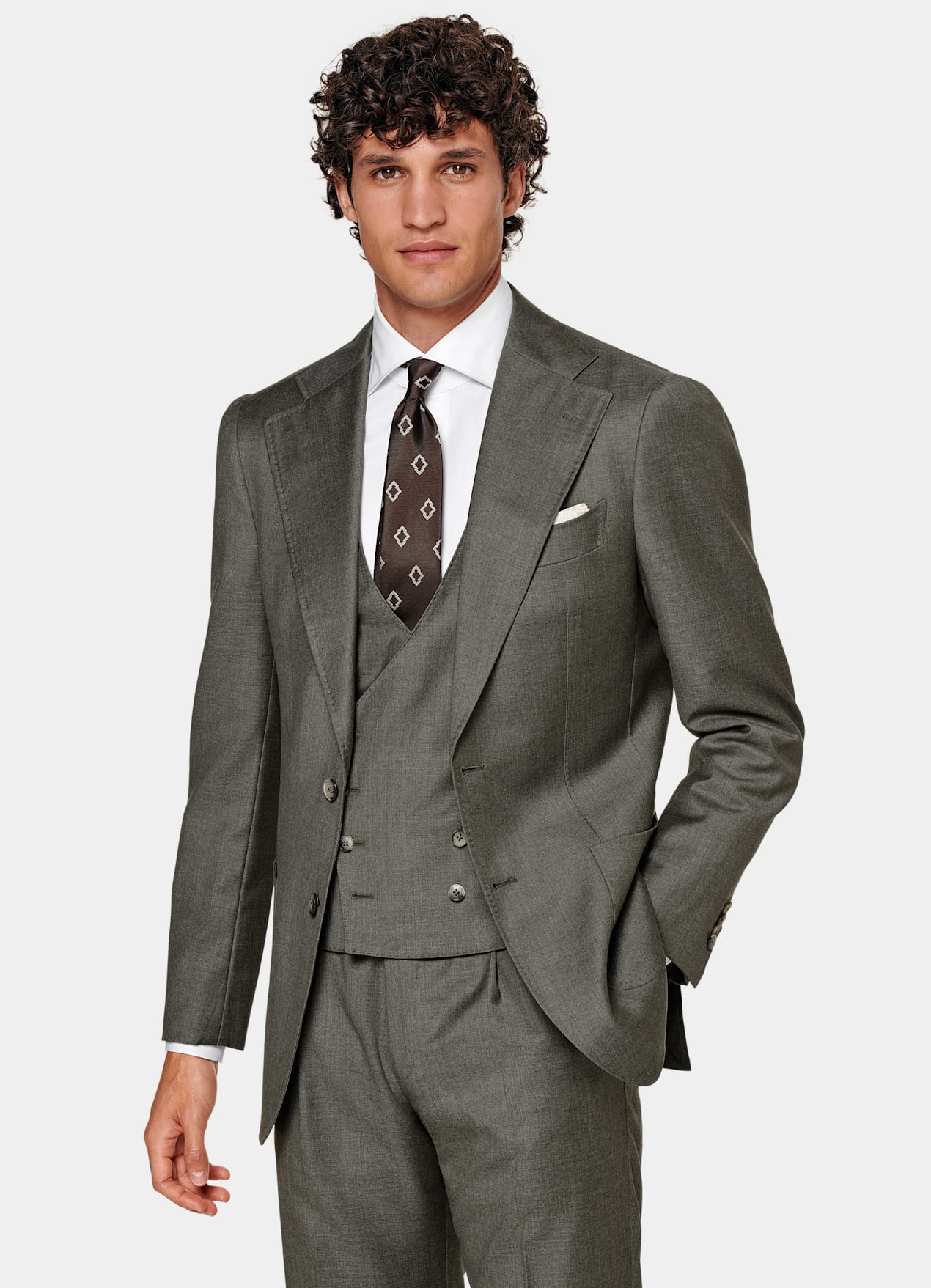 Costume trois pièces Havana coupe Tailored vert foncé
