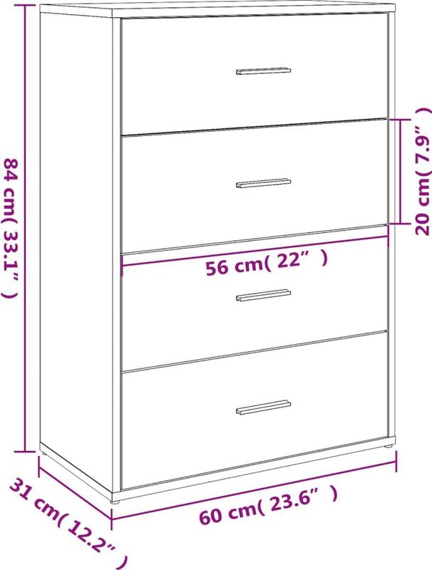 vidaXL - Dressoir - Zwart - Bewerkte Hout