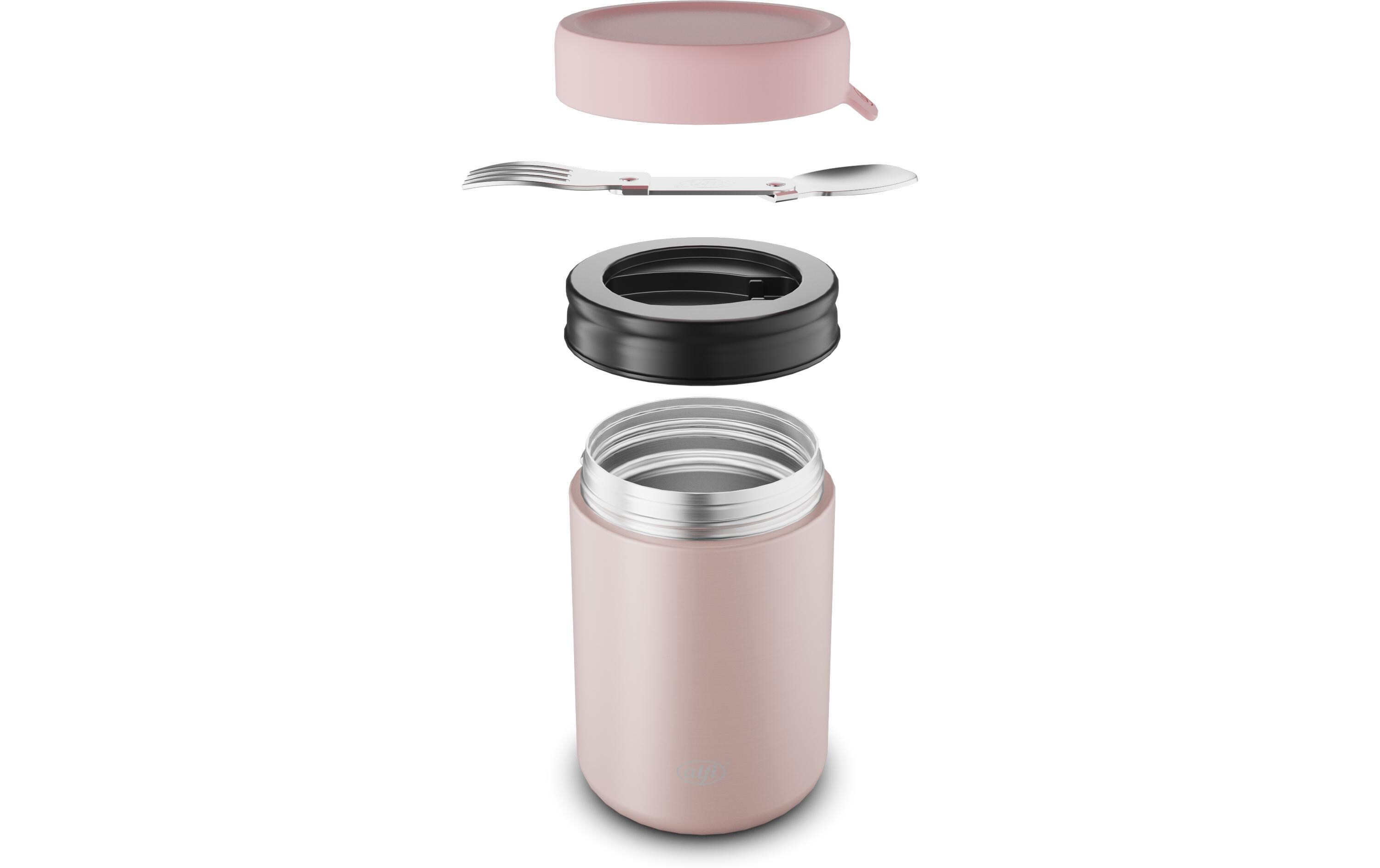 Thermo-Foodbehälter 0.35 l, HellrosaOutdoor-Behälter aus Edelstahl mit Göffel