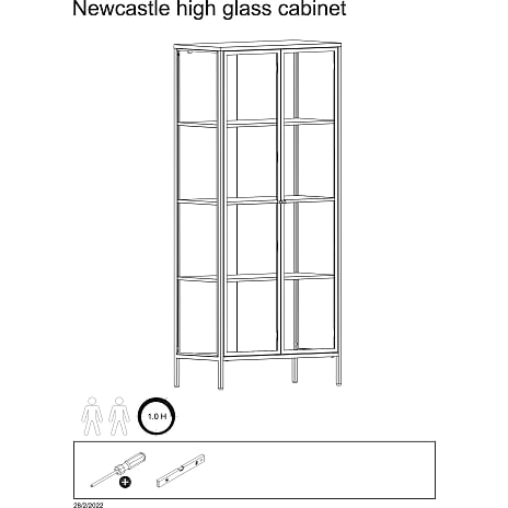 Newcastle vitrineskab - sort