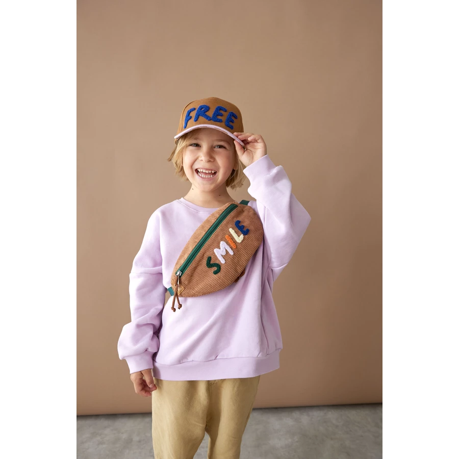 LÄSSIG Mini Bauchtasche Cord Little Gang - Smile, Karamell