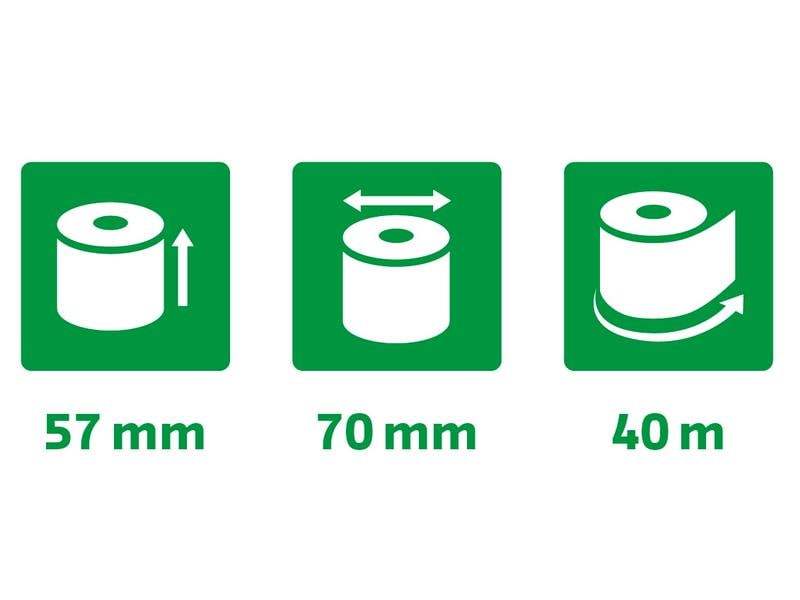 Exacompta Papierrolle 57 mm Extra Weiss, 10 Stück Additions-, und Kassenrollen