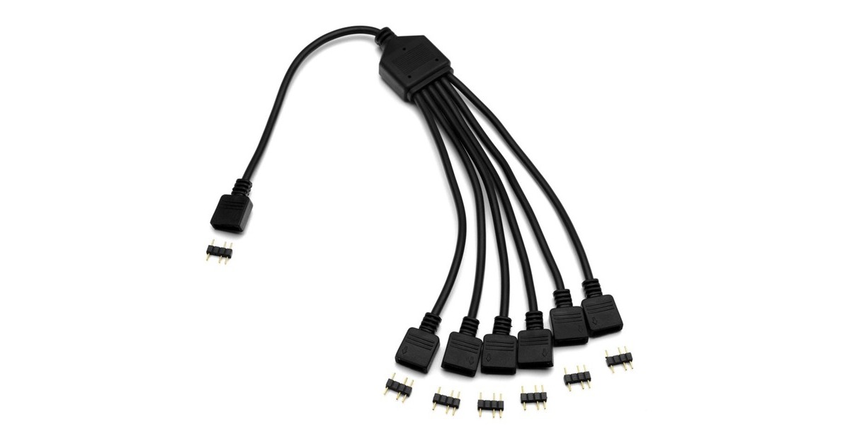 EKWBEK D-RGB 6-Way Splitter Cable splitterkabel  (Zwart)