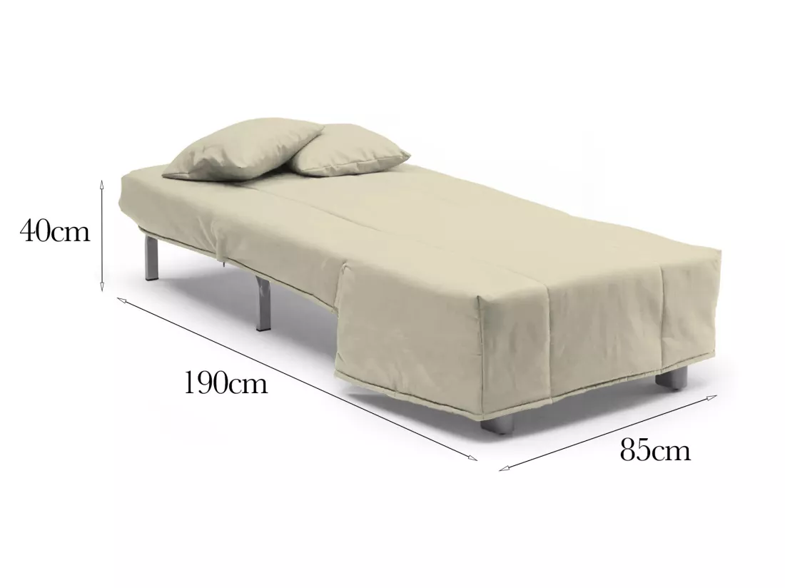 Canapé-lit Dabargi, Canapé simple, 100% Made in Italy, Fauteuil de salon avec ouverture trolley, en tissu rembourré, avec coussins inclus, 85x90h85 cm, Beige