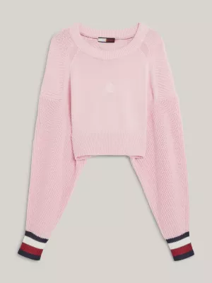 Suéter cropped canelado Crest REPREVE