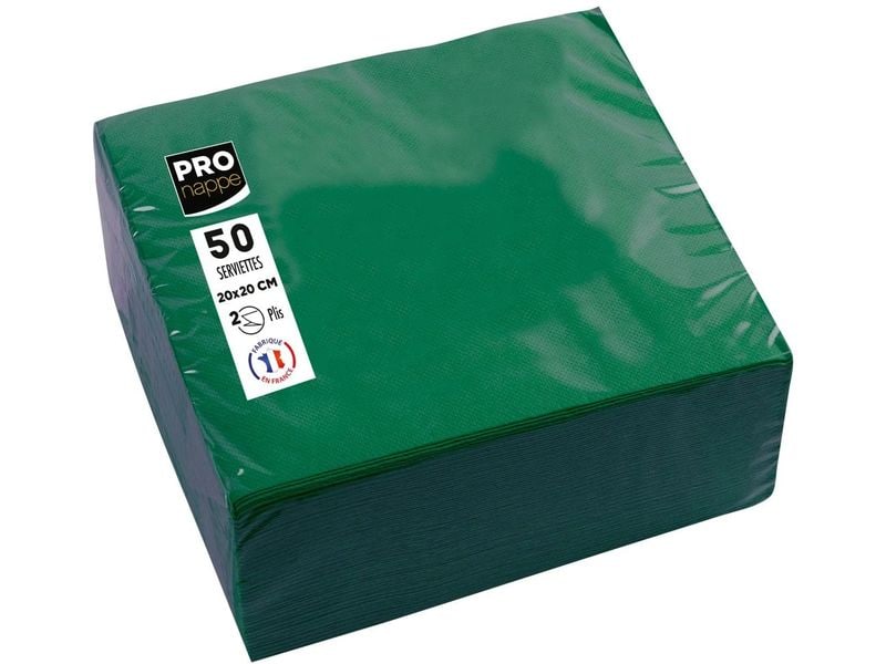 PRO nappe Papierservietten Grün 20 cm x 20 cm, 50 Stück Packung mit 50 Cocktail-Servietten