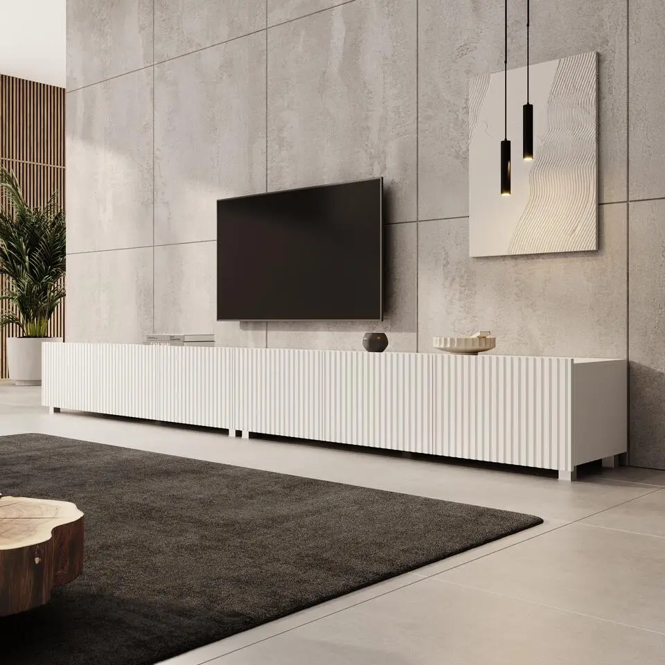 Meubella - TV-Meubel Kenderes - Wit - 300 cm