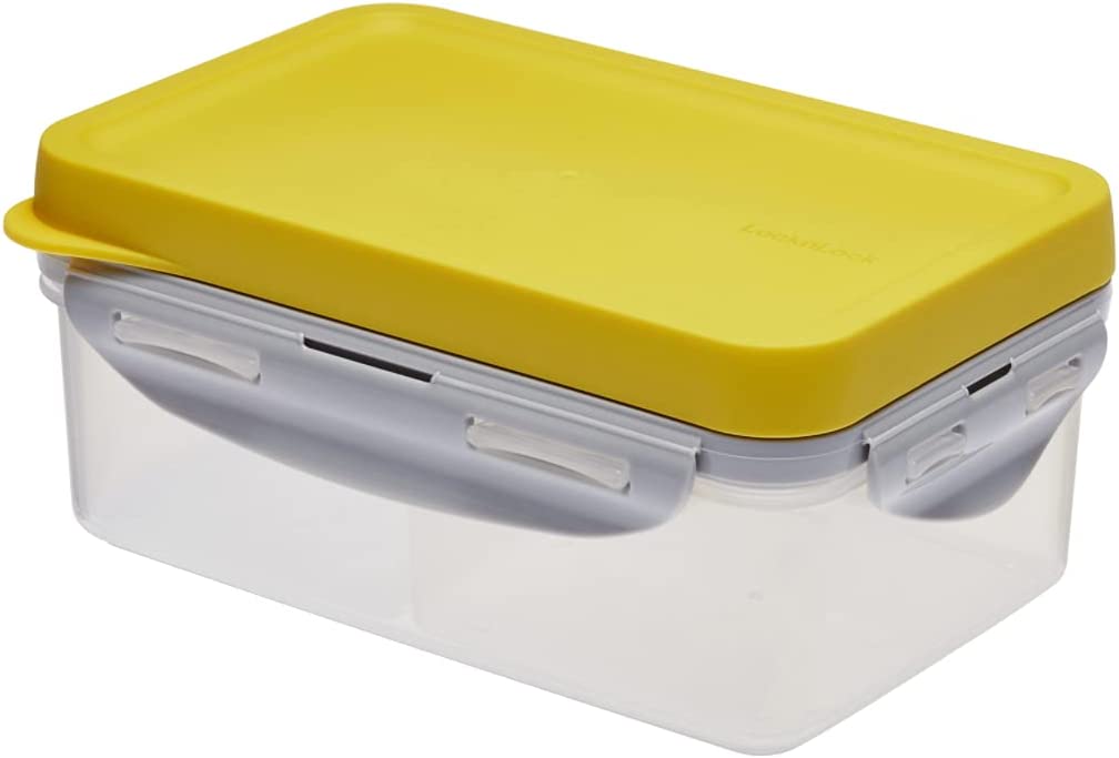 Lunchbox 3 in1 Brotdose 3 Fächern mit Messer Gabel Löffel gelb