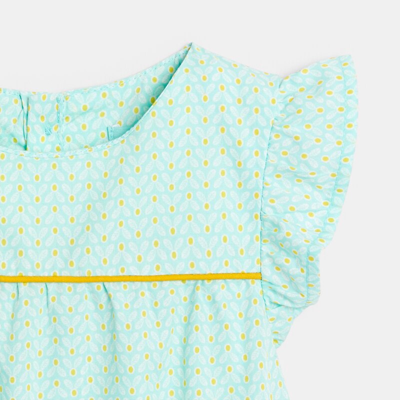 Combi courte en jersey imprimé bleu bébé fille Bleu