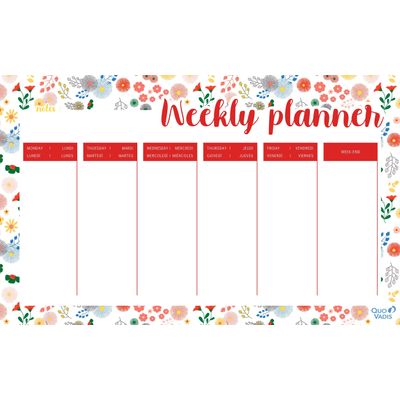 Quo Vadis - Sous-main planificateur hebdomadaire - 16,5 x 26,5 cm - 55 feuilles