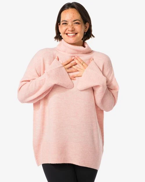 Col roulé Frankie en maille pour femmes rose pâle