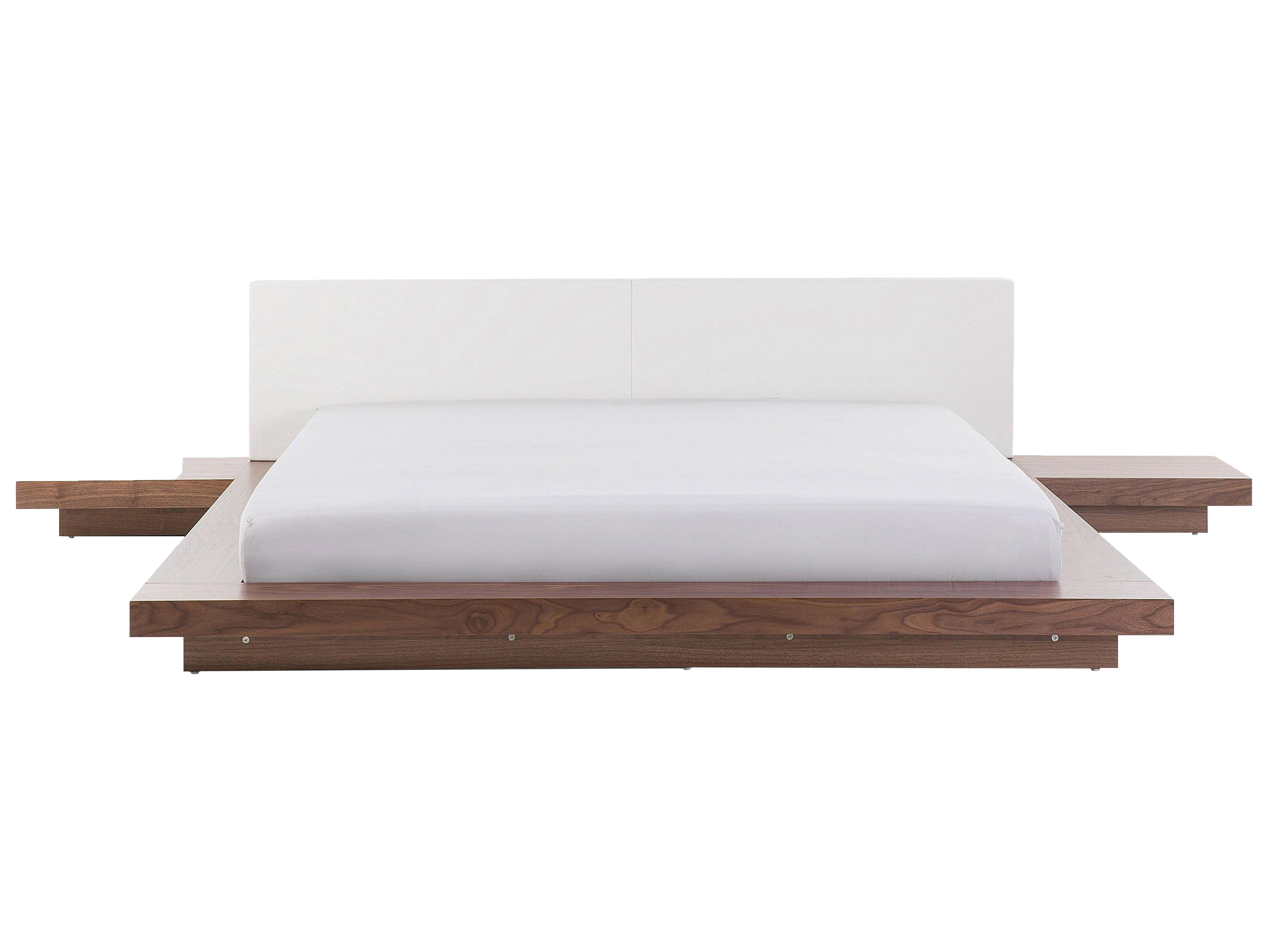 Bed met LED-verlichting ZEN 180 x 200 cm Bruin essenhout
