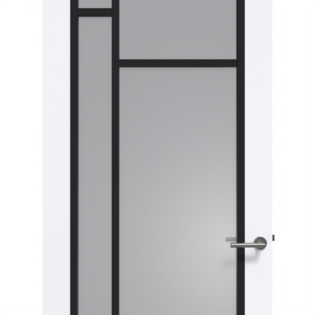 Arne & Bodil binnendeur ABD500 rook glas - extra wit afgelakt - glaslat diep zwart