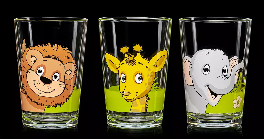 Wasserglas Dschungeltiere 3tlg.
