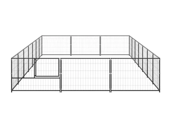 Chenil extérieur cage enclos noire 700 x 300 x 70 cm 02_0000509