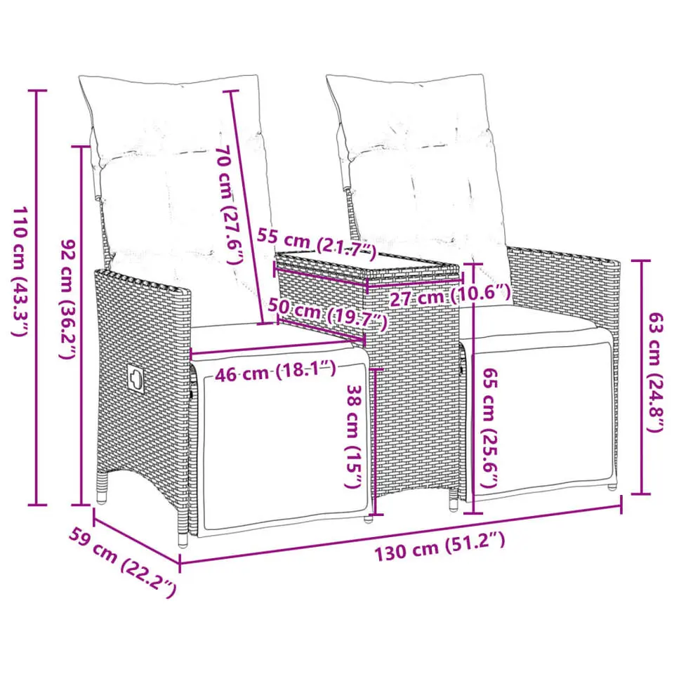 vidaXL - Tuinbank - Zwart - Poly rattan