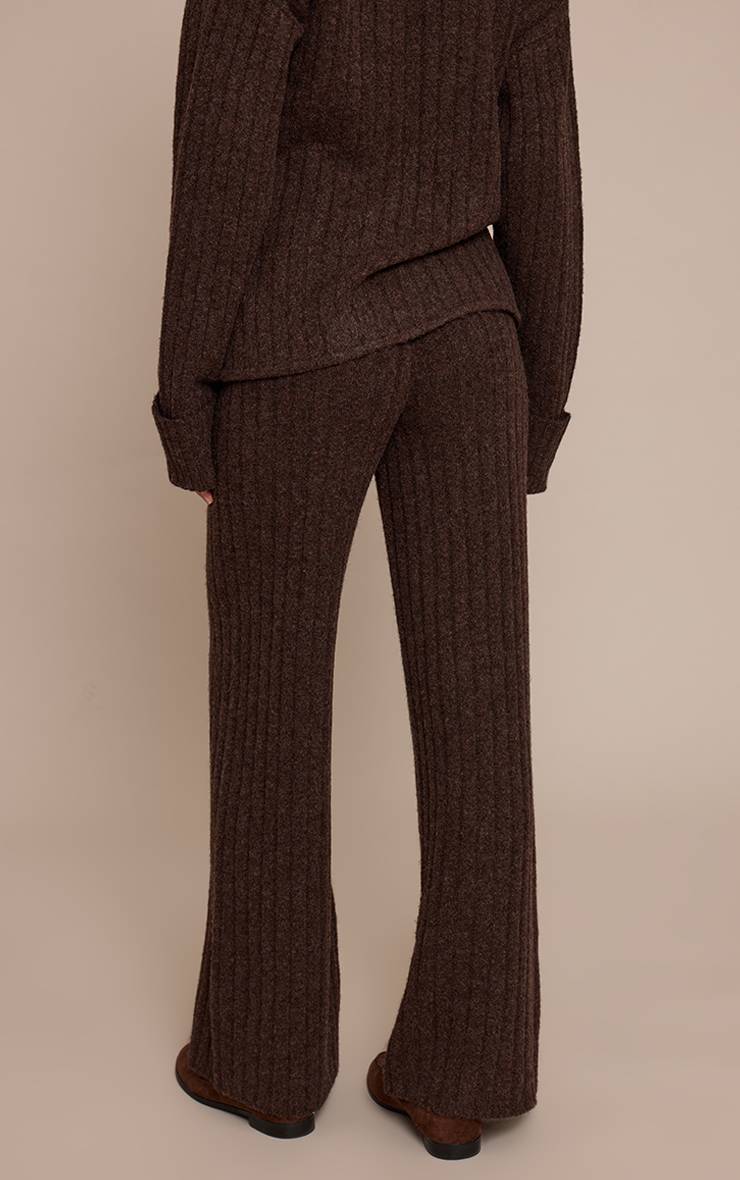 Chocolat Pantalon Large En Maille Noisette Pour Grande Taille