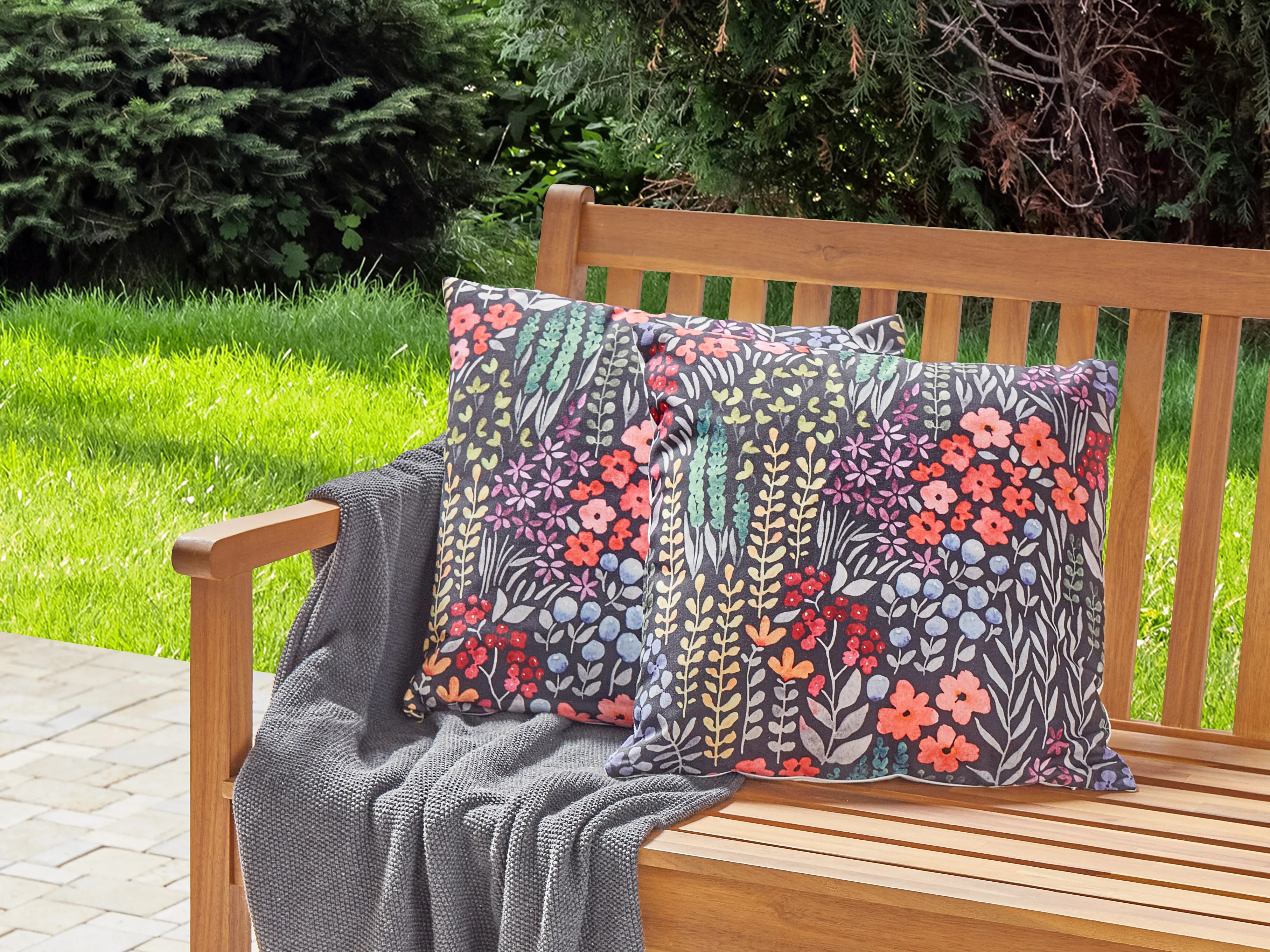 Set van 2 tuinkussens CASTELARO bloempatroon 45 x 45 cm Meerkleurig