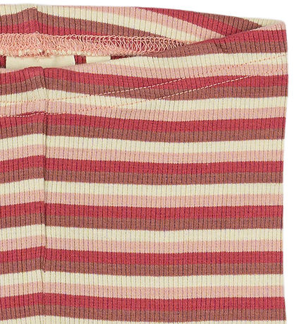 Petit Piao Leggings - Rib - Modal - Light Berry Multi Stripe