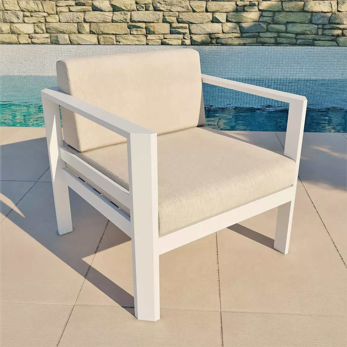 Salon de jardin en aluminium 4 places Ostara Blanc et taupe