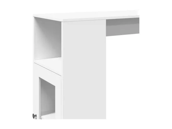 Table de bar avec étagères blanc bois d'ingénierie