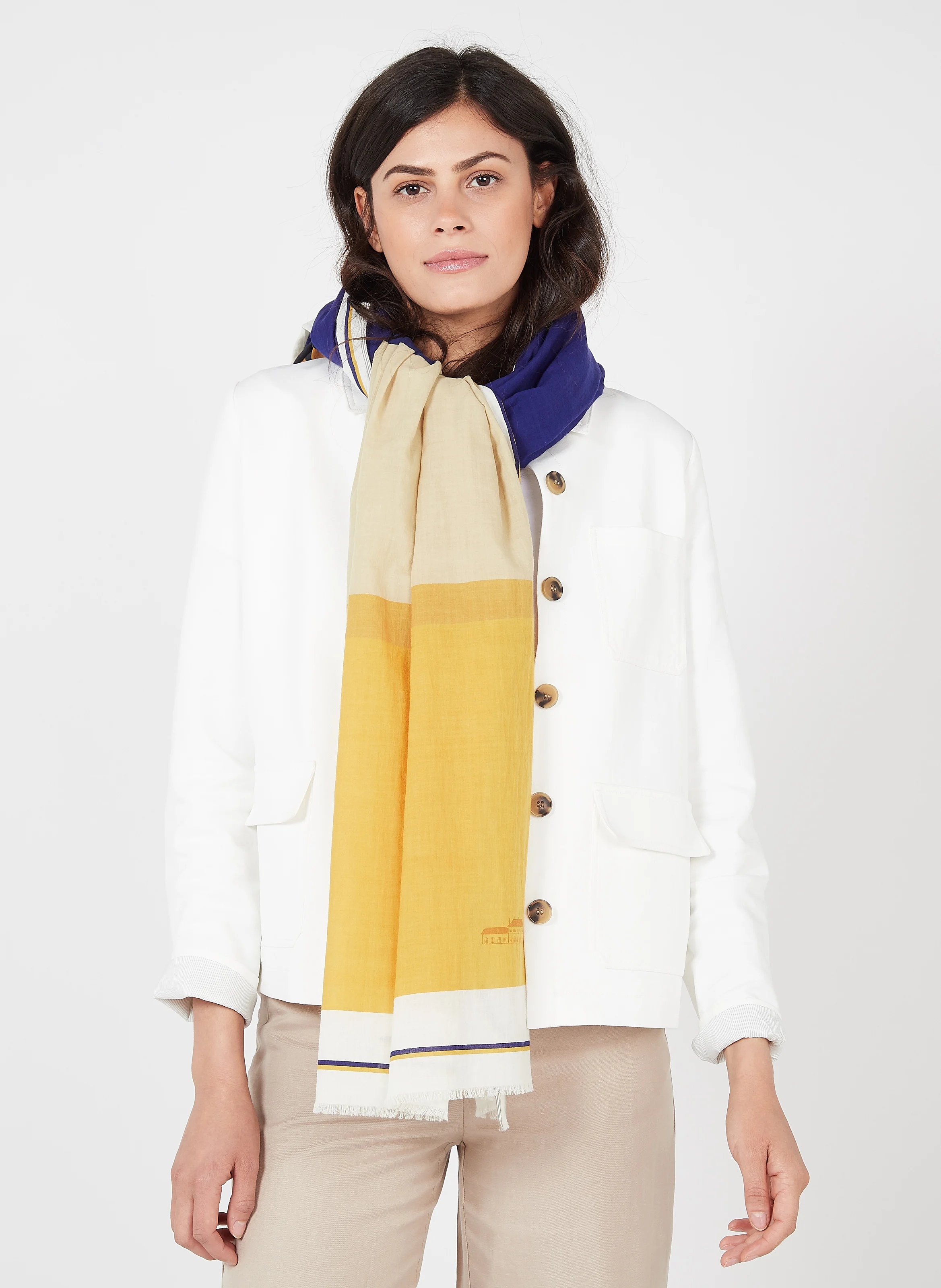 N°592 - Foulard imprimé en coton| Marron