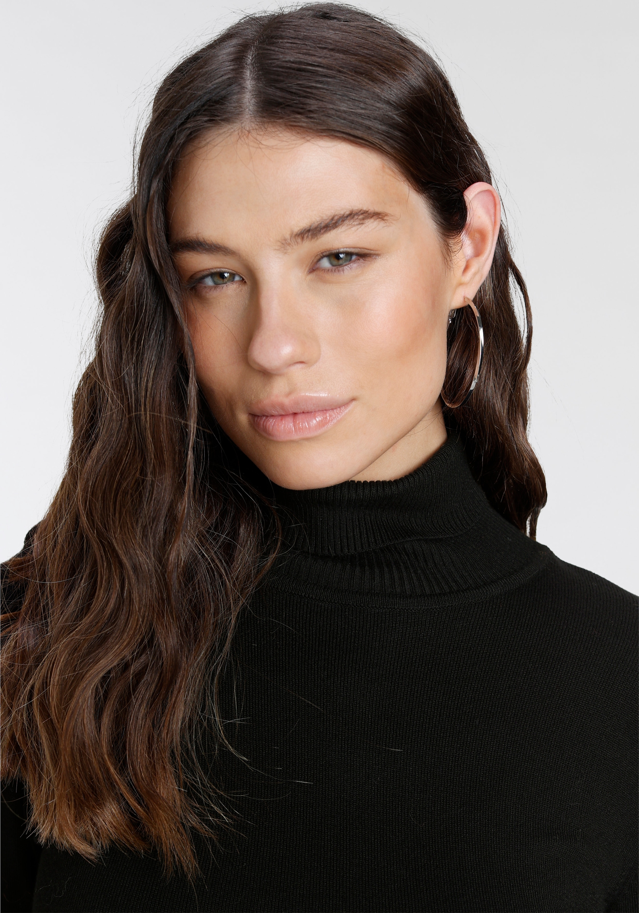 Laura Scott Rollkragenpullover , Feinstrick in figurbetonter Longform