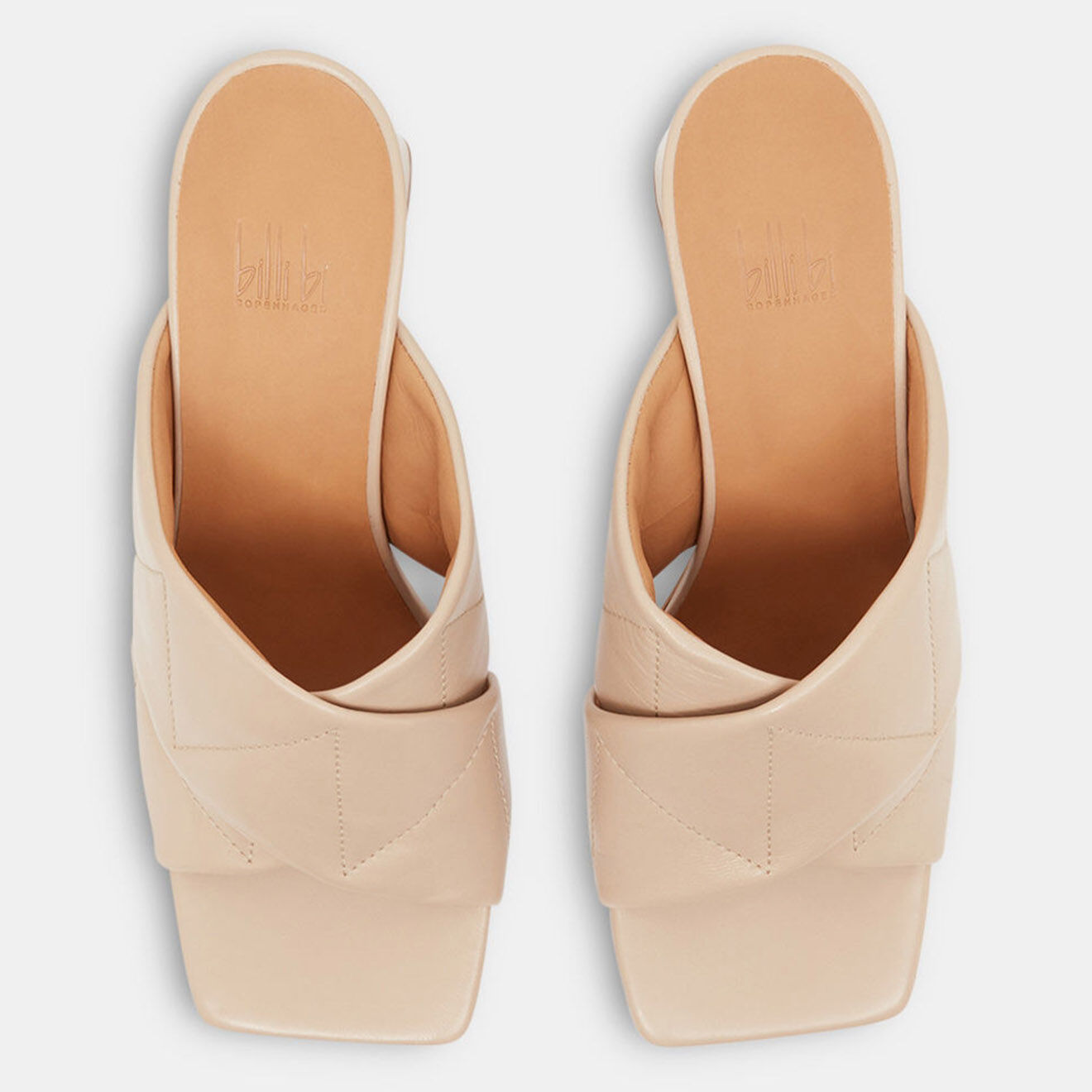 Billi Bi Mules en Cuir Matelassées beiges - Talon 7.5 cm