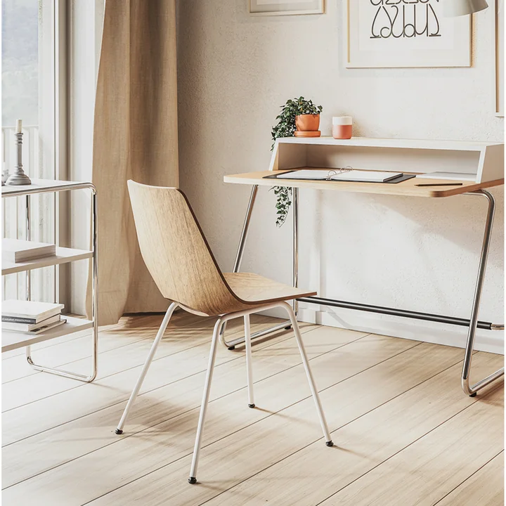 Thonet - S 661 Stuhl, Chrom / Buche rostrot