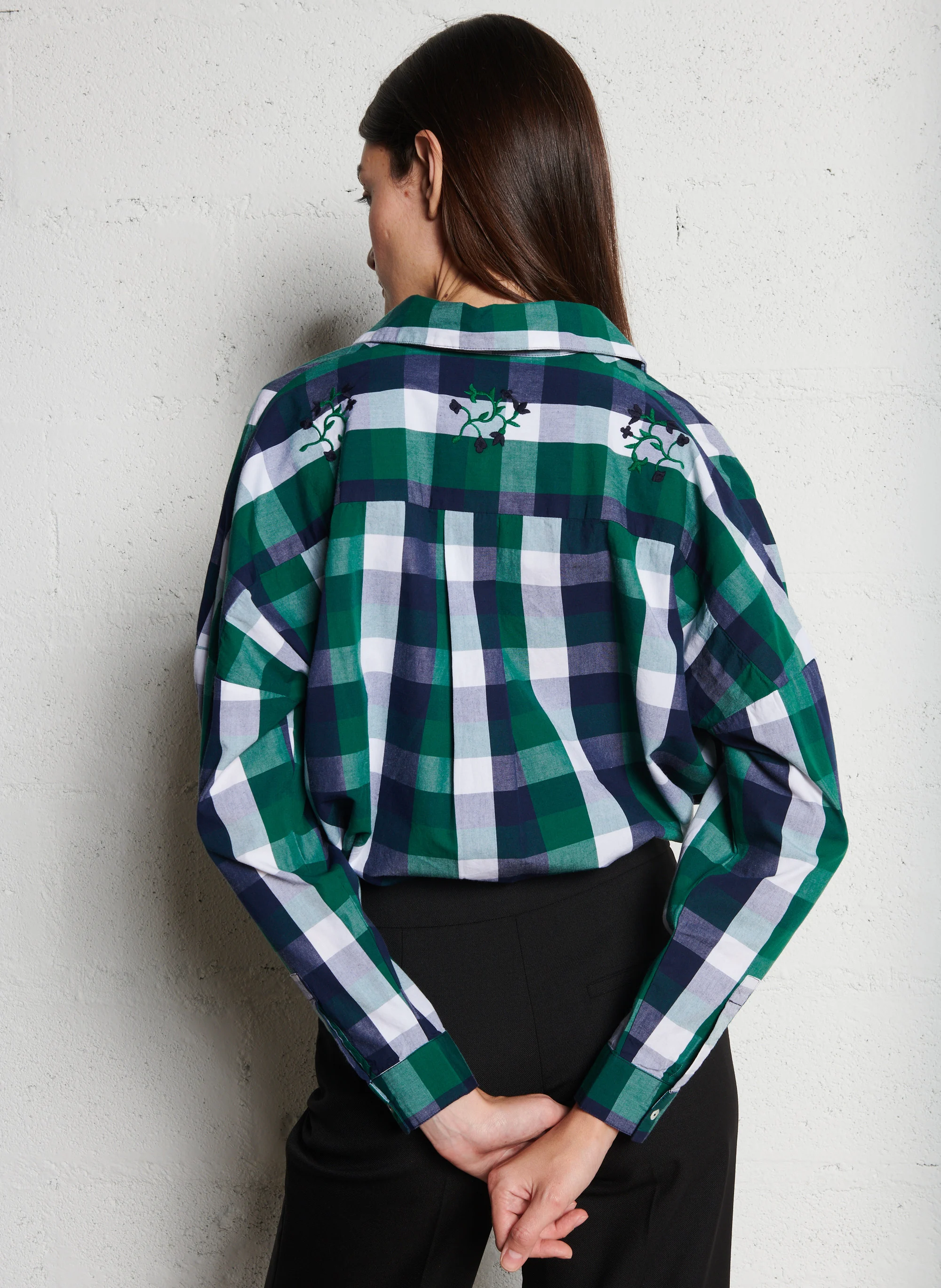 SOLAIA - Chemise oversize col classique en coton | Vert
