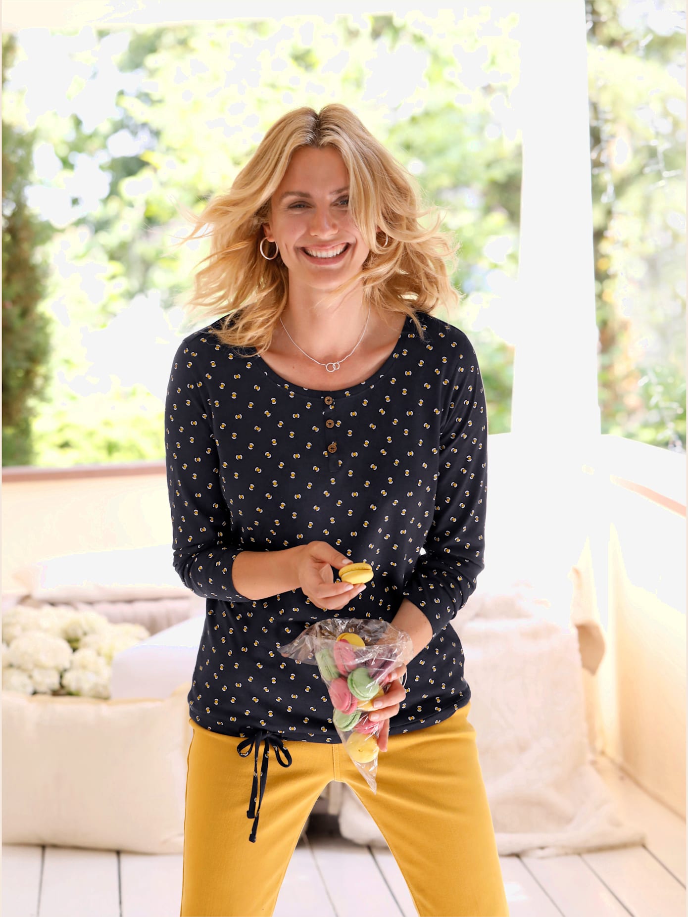 T-shirt à manches longues pull tendance en mélange de cotons doux