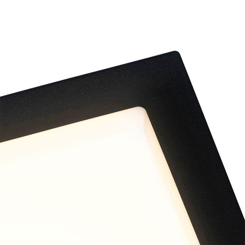 Moderne plafondlamp zwart vierkant incl. LED IP44 - Lys