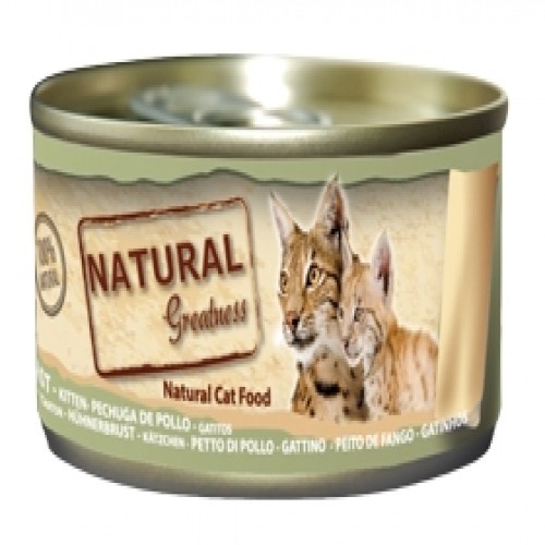Pacote com 12 latas de comida úmida para gatinhos, sabor frango.